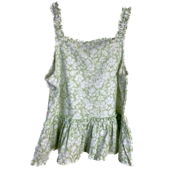 VINCE CAMUTO’S Beautiful Green Floral Peplum Top W/Ruffled Straps Girls Size 10 - Picture 2 of 4
